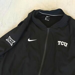 Nike TCU Horned Frogs Jacket Mens Medium Black Full Zip Windbreaker‎